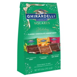 Ghirardelli Chocolate Squares Holiday Favorites 8.6 Ounces - Dark & Mint, Milk & Caramel, Dark 60% Cacao - Great for Sharing with Guests or Keeping in the Office for Yourself