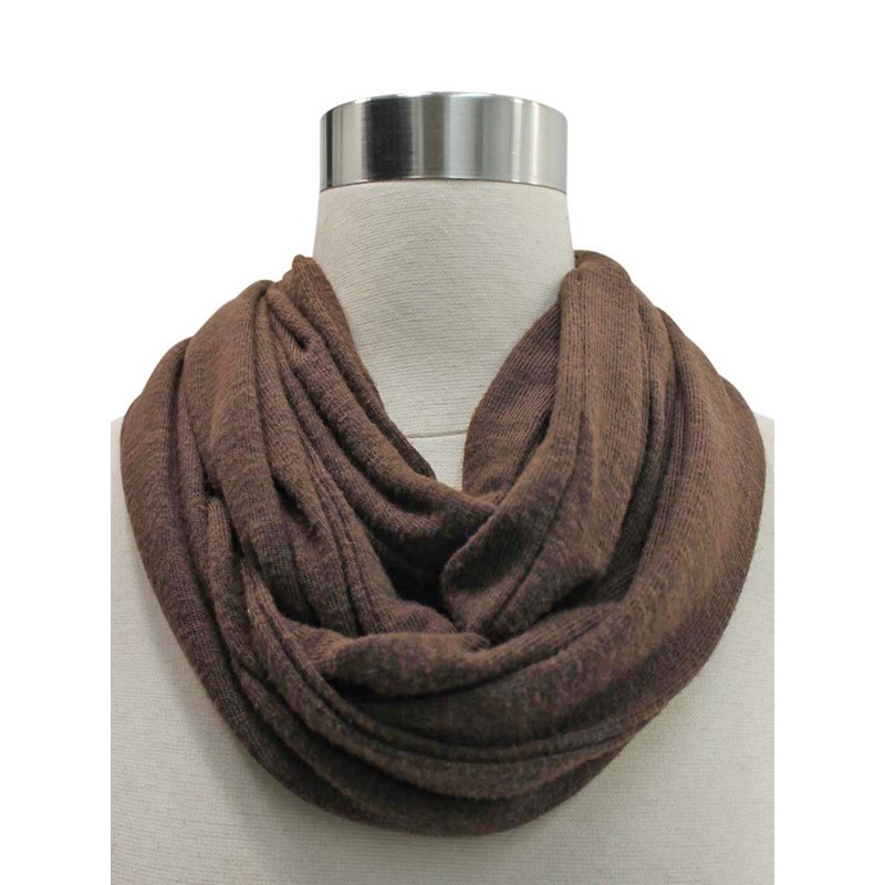 Luxury Divas Brown Long Jersey Knit Circle Infinity Loop Scarf