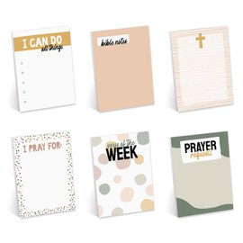 Adorable Christian Bible Study Sticky Note Pads / 3" x 4" Religious Sticky Notes / 50 Sheets Per Pad/Set of 6 Biblical Designs/Made in USA