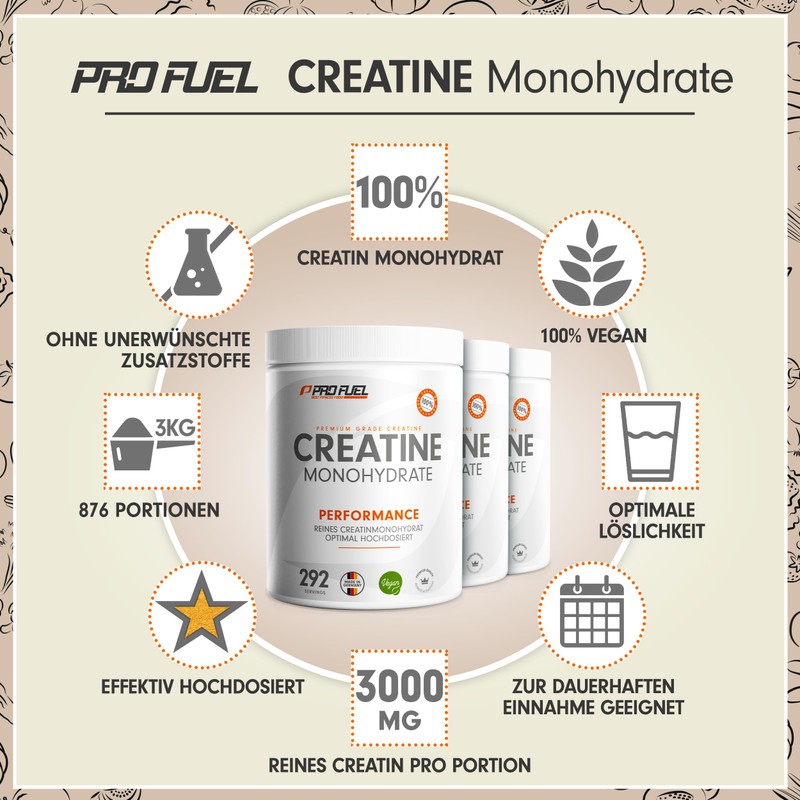 Creatine Monohydrate Powder, 3 kg/3000 g, Pure Creatine Monohydrate in