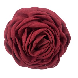 Heyiwell Camellia Flower Brooch,12cm Fabric Burned Edge Camellia Flower Lapel Pin for Women, Wedding Party Dance Accessories,Wine Red