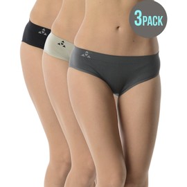 Balanced Tech Women's 6 Pack Seamless Hipster Brief Bikini Panties - Solid Black - X-Large