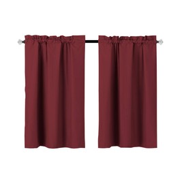 Easy Home Kitchen Curtain for Window, 36 Inch Length Blackout Tier, Thermal Insulated Curtain for Living Room, Basement Room Darkening, Rod Pocket, 2 Panels 36" (W) x36 (L) (Burgundy)