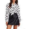 Floerns Women's Bow Tied Neck Lantern Long Sleeve Polka Dot