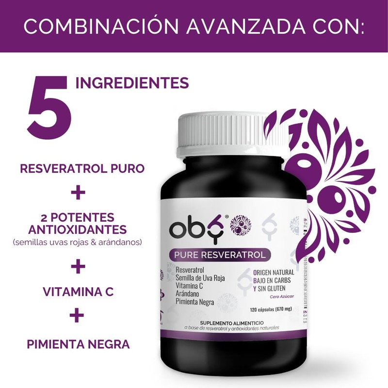 OBY Pure Resveratrol | Suplemento Alimenticio con Antioxidantes: Resveratrol más
