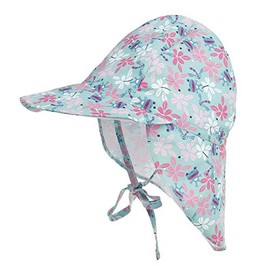 LACOFIA Baby Sun Protection Beach Hat Toddler Super Soft Adjustable Flap Cap Kids Summer Visor Cap Frog 2-5 Years