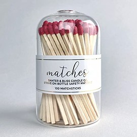 Banter & Bliss Modern Matchstick Bottle with Striker · 100 Long Red Safety Matches