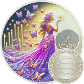 Original Butterfly Fairy 3 Year Nüchternheit Chip Nüchternheit Frauen Zwei Jahre Nüchternheit Münze AA Chip Und Medaillon AA NA WAA Münze Wiederherstellung Chip Nüchternheit Zeichen Nüchternheit