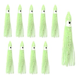 Pack of 10 Rubber Squid Baits, Soft Octopus Trolling Bait, Artificial Squid Skirts, 9 cm Fishing Lures, Bright for Saltwater Fishing, Pike
