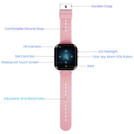 Kids Smart Watch Phone 4G Network WiFi GPS Tracker Children Smartwatch with Two-Way Call Camera SOS Anti-Lost IP67 Waterproof Touch Screen Watch Gift for Boys Girls Birthday Christmas Xmas (Pink)