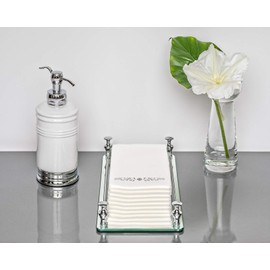 Silver Foil Stamped Airlaid Paper Dinner Napkins – 1/6 Fold 12"x17" Disposable Guest Hand Towels - Absorbent, Linen-Like Feel for Weddings, Receptions, Parties and Bathroom (Silver, 100 Count)