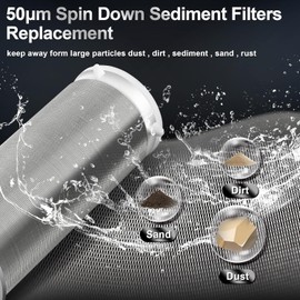 Enhon 2 Pieces Spin Down Sediment Filters Replacement Cartridge, 50 μm Spin Down Sediment Filters with Brush Compatible with ISpring FWSP50 FWSP50SL/FWSP100 Clear Water Filter