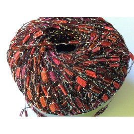 Berry Glitz Ladder Ribbon Yarn Dark Horse Beautiful #B119 Red, Pink, Wine, Silver Metallic Ladder