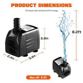 Simple Deluxe 400 GPH Submersible Water Pump with Adjustable Intake, 30W durable fountain water pump for Fish Tank, Hydroponics, Fountains, Ponds, Aquariums