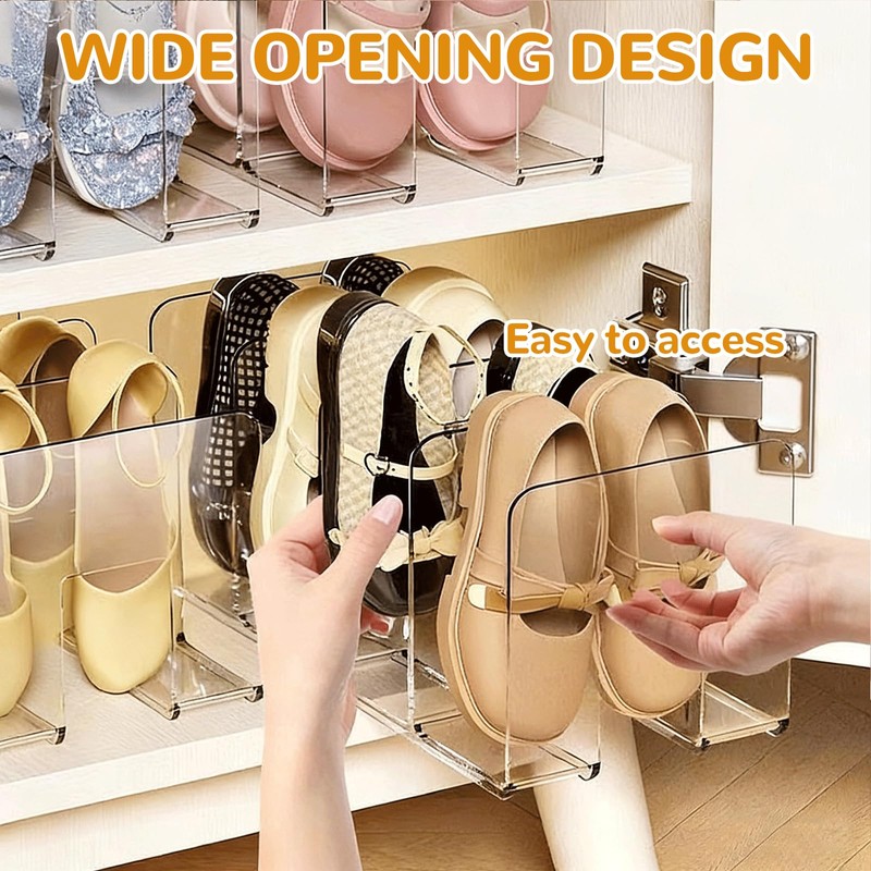 Kids Toddler Shoe Organizer Rack - Clear Acrylic Vertical Storage