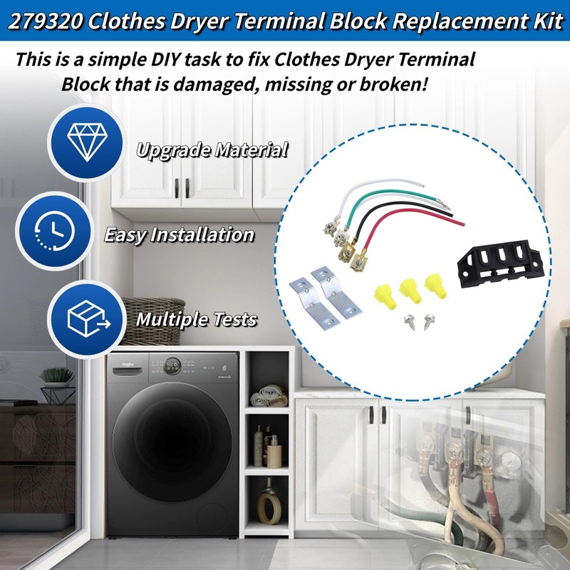 279320 14201229 Dryer Terminal Block Replacement Kit Compatible with Whirlpool