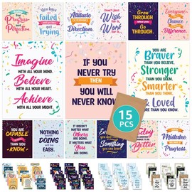 15 Motivational Posters for High School Classroom - 11x14in Large Inspirational Posters for Classroom High School, Confetti Classroom Decorations, High School Motivational Posters for Classroom