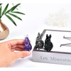 AMOYSTONE Stone Rabbit Figurines Purple Fluorite Bunny Crystal Statue Decor