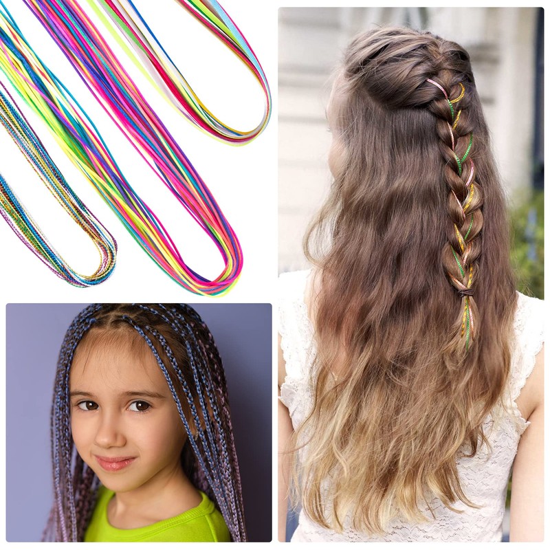 HINZIC 104pcs 4 Sets Colorful Hair Wrap String for Braids,