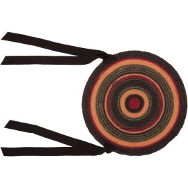 VHC New Rustic Primitive RED BLACK GREEN BRAIDED JUTE CHAIR PAD Round Seat Cover