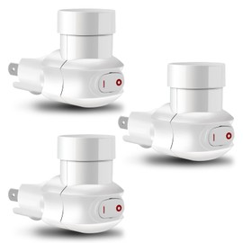 Plug in Light Socket,Standard Light Bulb Socket to Plug Outlet Adapter,Bulb Socket with Plug Include on/Off Switch for Bulb Security Camera,ETL Listed (3, White)