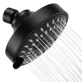AISOSO Shower Head, 5 Modes High Pressure Shower Heads for Relaxed Shower Experience, 4.1 Inch Bathroom Fixed Showerhead Even at Low Water Pressure for Powerful Spray, Matte Black