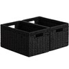 joybest Black Wicker Storage Baskets, Rectangular Wicker Baskets with Built-in