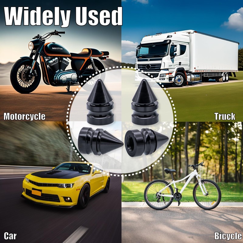 MEAJOO 4PCS Spiked Style Tire Valve Stem Caps, Corrosion Resistant,