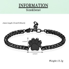 VCCWYQK Paw Print Urn Bracelet for Ashes for Dog Cat Cremation Jewellery for Ashes Cute Animals Adjustable Memorial Keepsake Bracelets Jewellery Gifts for Women, Stainless Steel, No gemstone