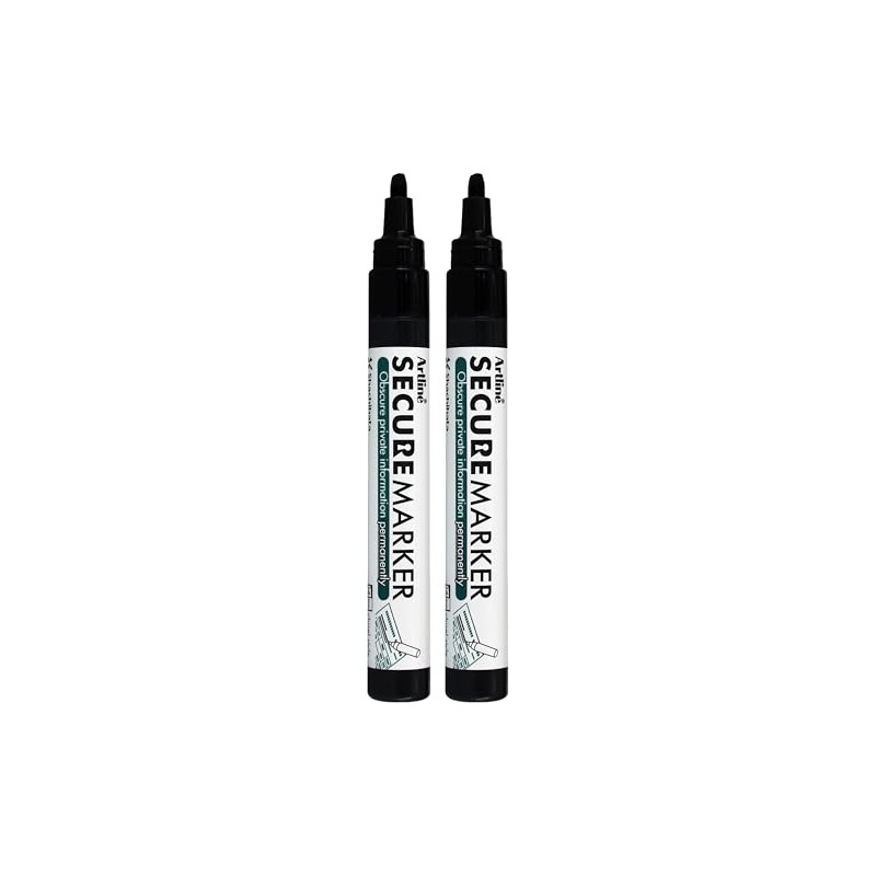 Artline Pack of 2 Secure Markers (Black) for Redacting Private