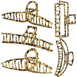Magik 5-10 Pack Metal Jumbo Hair Claw Clip Large Strong Hold for Thick Hair Nonslip (10 Pack, Leopard)