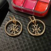 Yheakne Punk Circle Cross Earrings Gold Circle Drop Earrings Brass