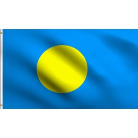 DMSE Palau Palauan Flag 3X5 Ft Foot 100% Polyester 100D Flag UV Resistant