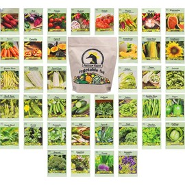 Set of 40 Packs of Assorted Heirloom Vegetable and Herb Seeds – Includes Freedom Farms Vegetable Set Mylar Bag for Optimal Seed Storage! - Non-GMO – Create a Diverse and Plentiful Garden! (40)