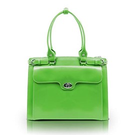 McKlein, W Series, Winnetka, Top Grain Cowhide Leather, 15" Leather Ladies' Laptop Briefcase w/Removable Sleeve, Green (94831)