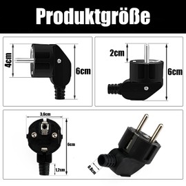 Powice Pack of 4 Schuko Plugs, Schuko Plug, Waterproof, Schuko Plug, Splash-proof Plug 230 V with Strain Relief, (Black + White)