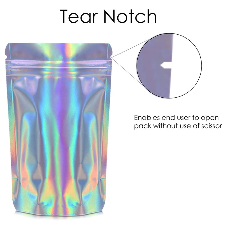 RIGHTPAK Holographic Stand Up Pouches 25 Pieces - 16cm x