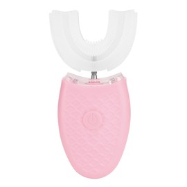 Household Ultrasonic Rechargeable Silicone U shaped Electric Toothbrush Teeth Whitening Brush(Pink )