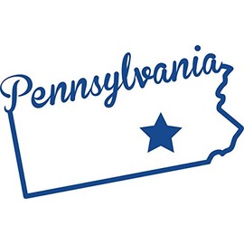 ND397B State Of Pennsylvania Script Decal Sticker | 5.5-Inches By 3.5-Inches | Premium Quality Blue Vinyl
