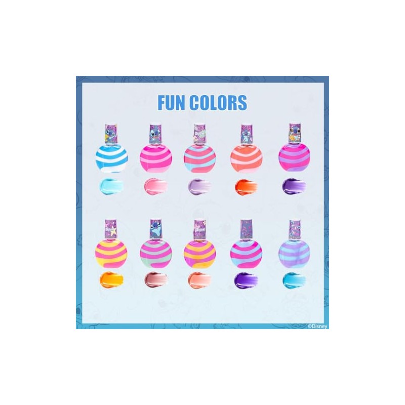Stitch Esmalte Swirl 10 pzas al Agua Fácil de Quitar