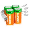CARDIENS 6000mWh Rechargeable C Batteries 4 Pack Lithium C Cell