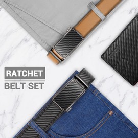 Zitahli Ratchet Belt Men 2 Pack - Click Leather Mens Belt Adjustable,Cut for Perfect Fit Dress and Casual,Gifts for men,Men's Accessories Size 30"-36"