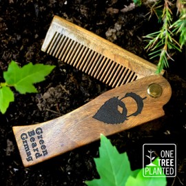 Peine plegable Tree-mendous de madera de sándalo – Peine plegable de madera de Green Beard Grmng – Peine de pelo de hombre, barba y bigote – Tamaño de bolsillo, resistente, peine de madera de sándalo para cada día