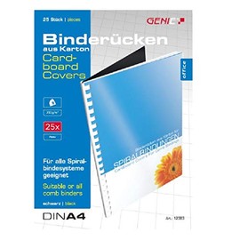 Genie 12383 Pack of 25/Spine – Coloured Paper DIN A4 230 g/m² Suitable for all Binders Binding Comb – Black