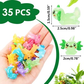 35 Pcs Mini Axolotl Figures, Resin Axolotl Miniature Axolotl Charms Tiny Animal Figurines Ornament Toy Small Animal Figurines Ornament Toy DIY Craft Dollhouse Ornament Potted Plants Decorations
