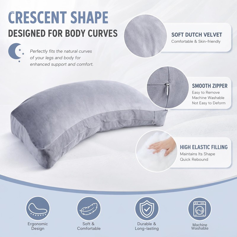 Velvet Positioning Cushion, Position Pad, Ergonomic Crescent Leg Elevation Pillow