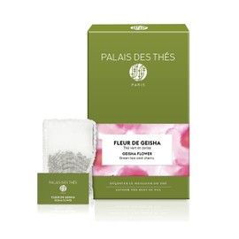 Palais des Thés - Geisha Flower - Green Tea & Cherry Blossom - 20 Count Cotton Tea Bags Box