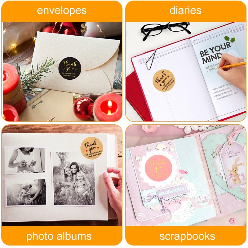 Thank You Round Stickers for Supporting My Small Business Adhesive