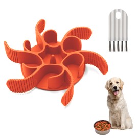 Slow Feeder Dog Bowl,Slow Feeder Dog Bowl Insert,Makes Meal Time Fun, Dog Bowls to Slow Down Eating,Promotes Healthy Digestion, Non-slip and Durable (Orange)