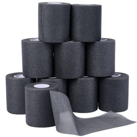 CREATCABIN Black Athletic Tape Sports Prewrap Tape 10.9 Yard x 2.8 Inch Fibre No Sticky Easy Tear Strong Athletes Trainers Injury Headbands Bandage Wrap for Hair Fingers Ankles Wrist Hands Knees